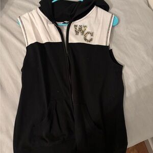 World Cup All Star Cheerleading Black and White Sleeveless Hoodie